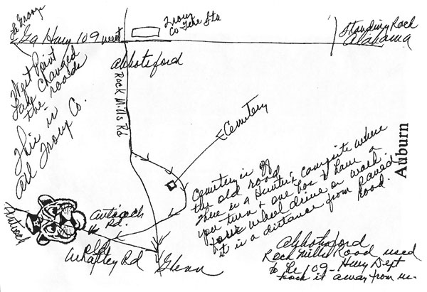 Location of William, Mary and Sarah Smith tombstones