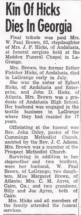 Fletcher (Hicks) Brown Obituary