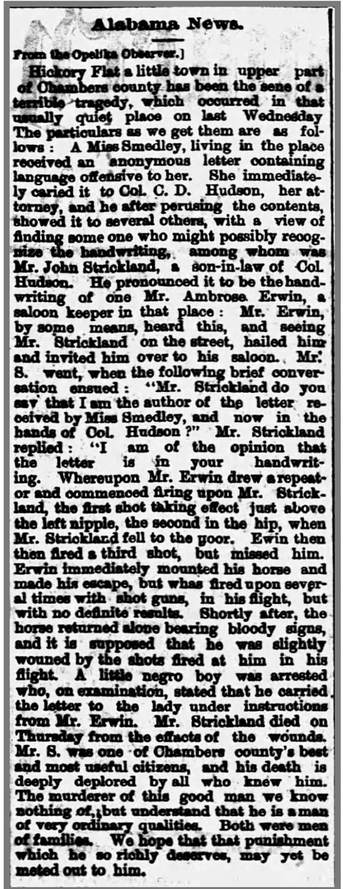 John Carlos Strickland newspaper article