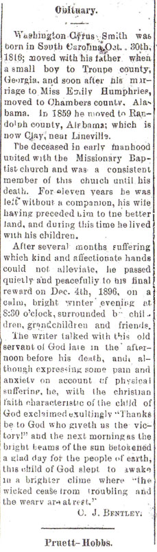 Washington S. Smith obituary