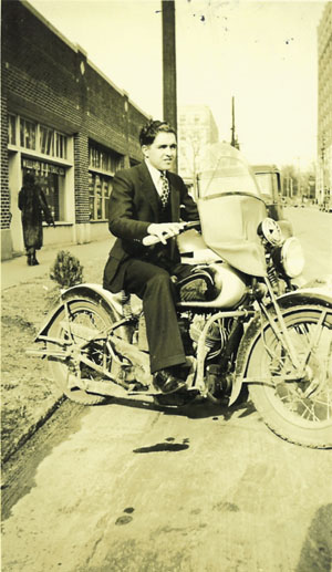 Jack Latimer on motorcycle
