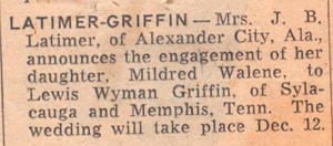 Mildred Latimer engagement